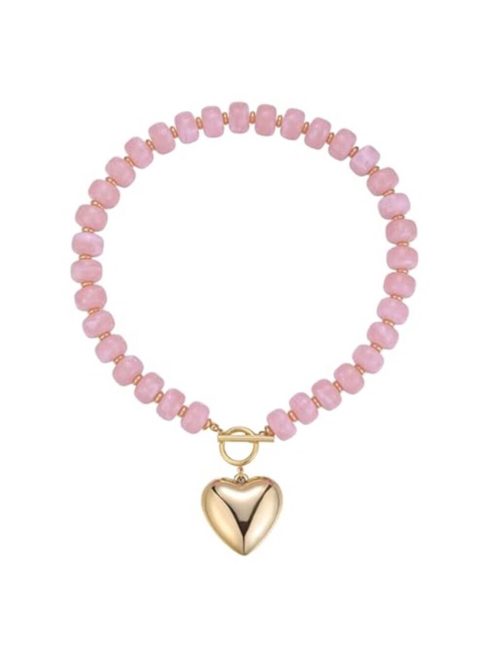 Chunky Gold Heart Resin Beaded Necklace
